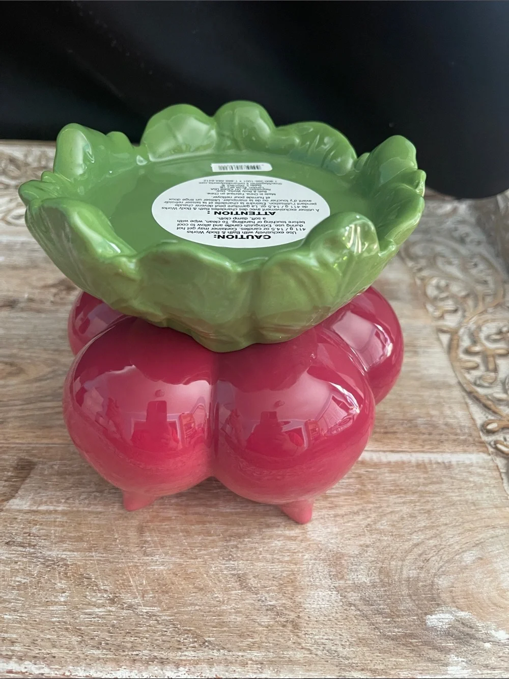 Beet Candle Holder on Pink Decorative Pedestal - Home Accents